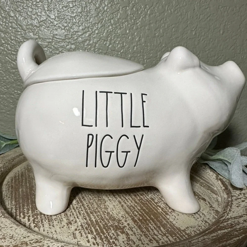 Rae Dunn‎ White Little Piggy Canister Farmhouse Cookie Jar